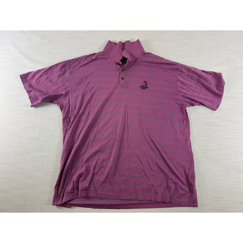 Pinehurst Collection Mens XL Purple Striped Mercerized Cotton Golf Polo Shirt